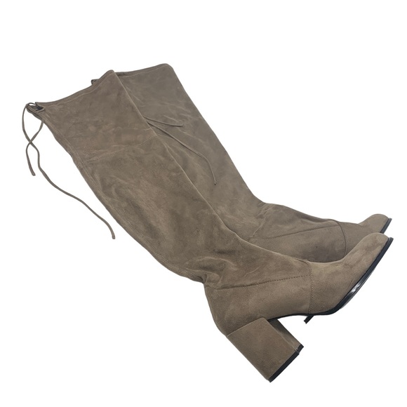 Steve Madden Suede Over-the-Knee Boots Tan Block Heel Tie Back Size 8 - Picture 3 of 16